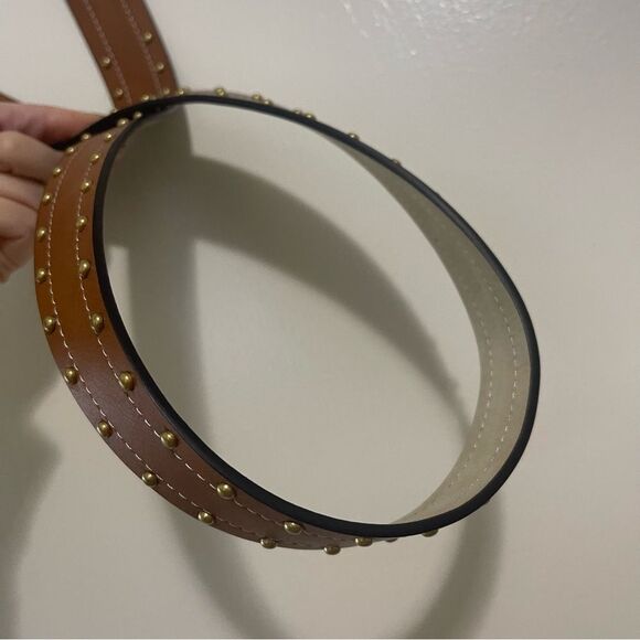A New Approach Boho Brown Belt Studded Gold Hardware Size Small - Picture 4 of 8